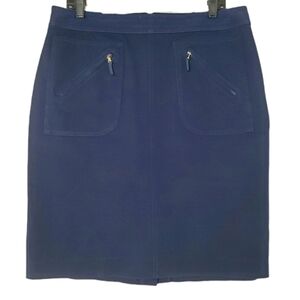 Lauren Ralph Lauren Women's Navy Blue Cotton Pencil Skirt‎ With Pockets